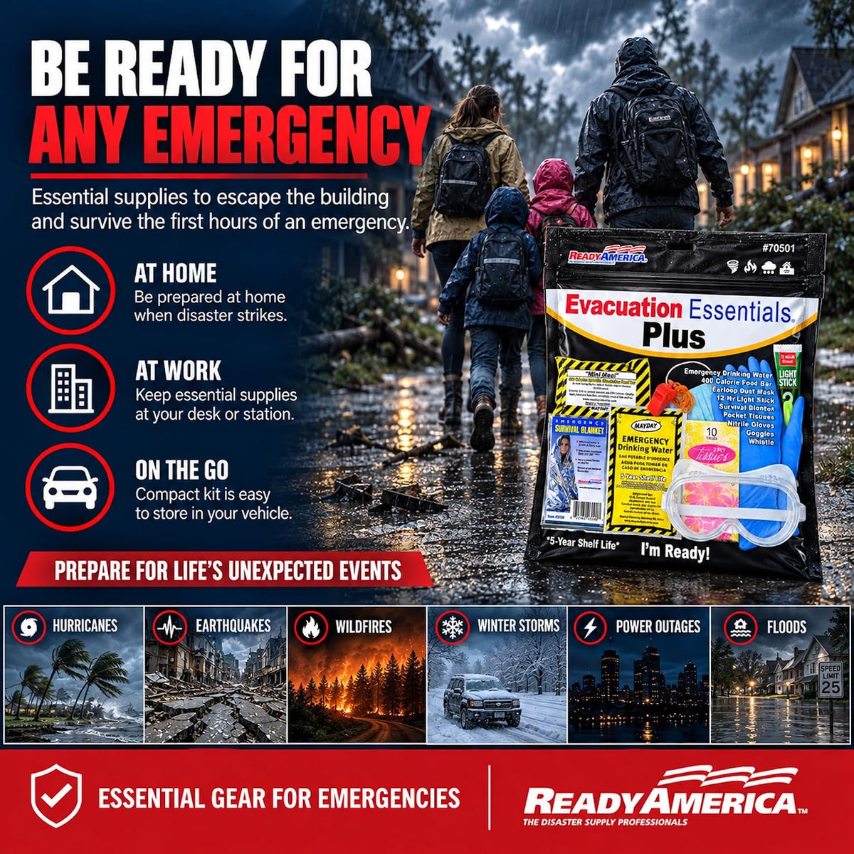 QuakeHold! 70501 1-Person Disaster Evacuation Essentials Plus Kit