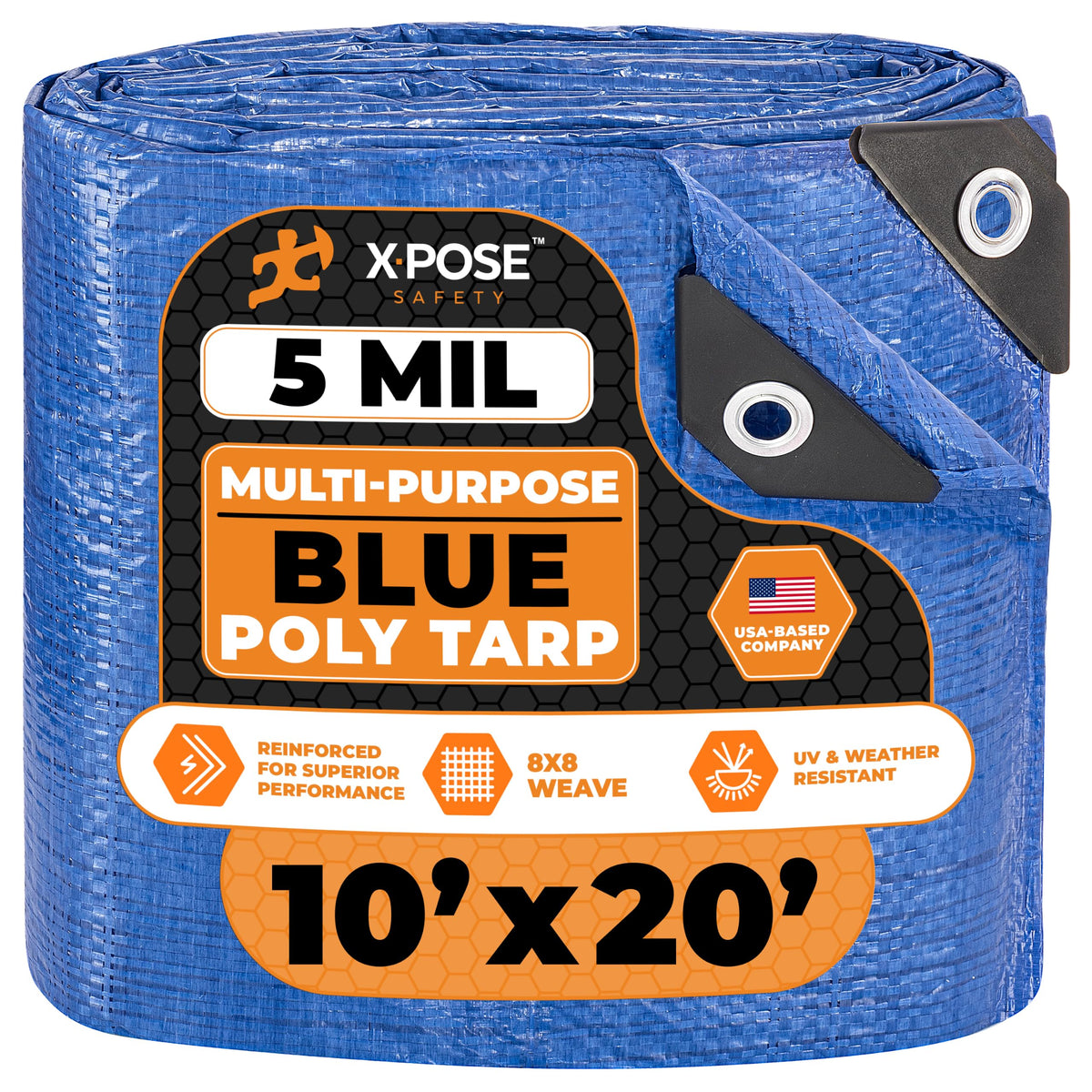 Better Blue Poly Tarp, 10 × 18 ft, 5 mil Polyethylene Protective Cover