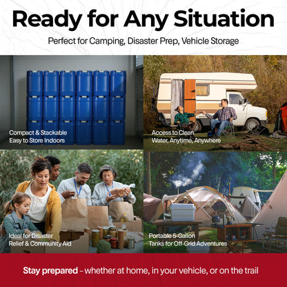 5-Gallon Stackable Water Storage Containers, 4-Pack
