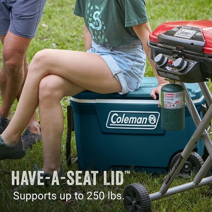 Coleman Classic Series Insulated Portable Rolling Cooler with Wheels, Leak-Resistant Outdoor Hard Cooler Keeps Ice up to 5 Days, 100-Quart