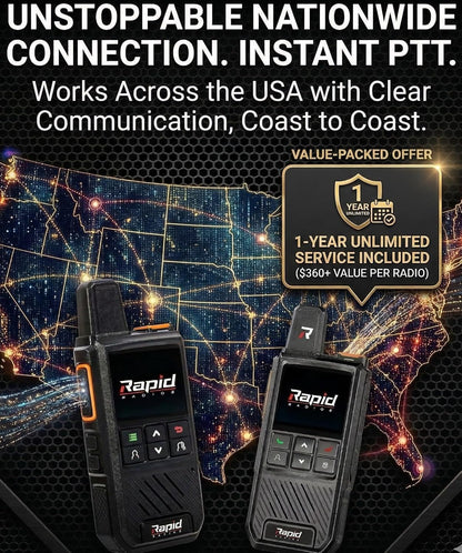 Rapid Radios Nationwide LTE Walkie-Talkie - Two-Way Radio - Unlimited Range POC Two Way Radios Set