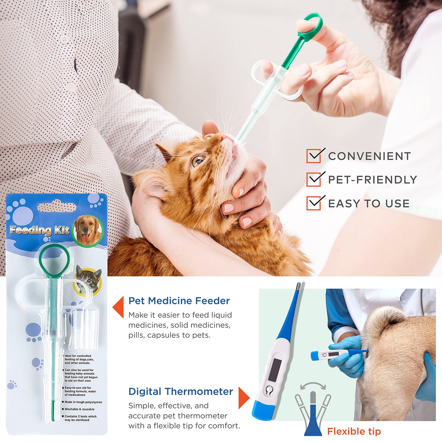 ARCA PET Cat & Dog First Aid Kit for Car - Pet Emergency Kit for Home Office Travel – Dog Camping Essentials with Digital Thermometer, Muzzle & Mini First Aid Pouch