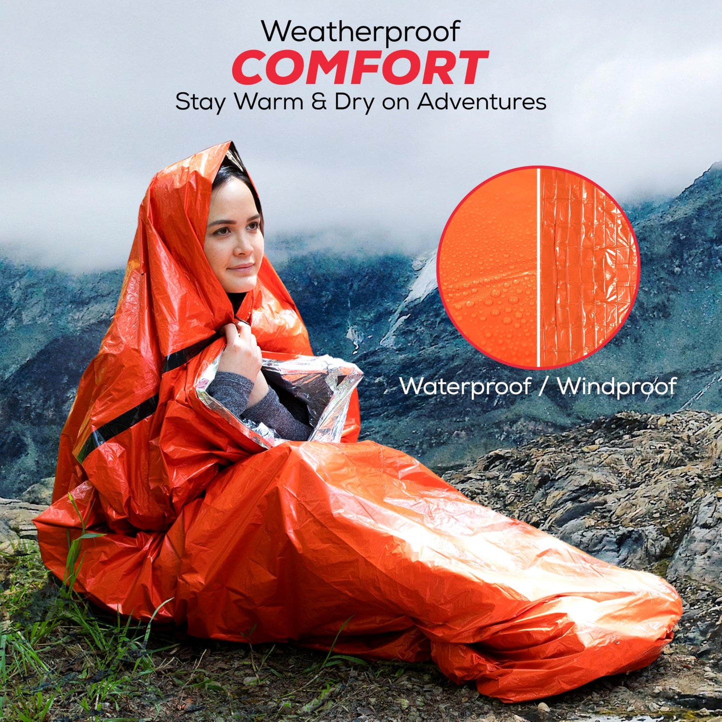 Emergency Sleeping Bag for Survival Gear and Supplies Life Bivy Sack Waterproof Mylar Emergency Blankets for Survival Kit Car Camping Gear Hiking Tac Bivvy Go Bags Supplies Sleep Sacks Shelter