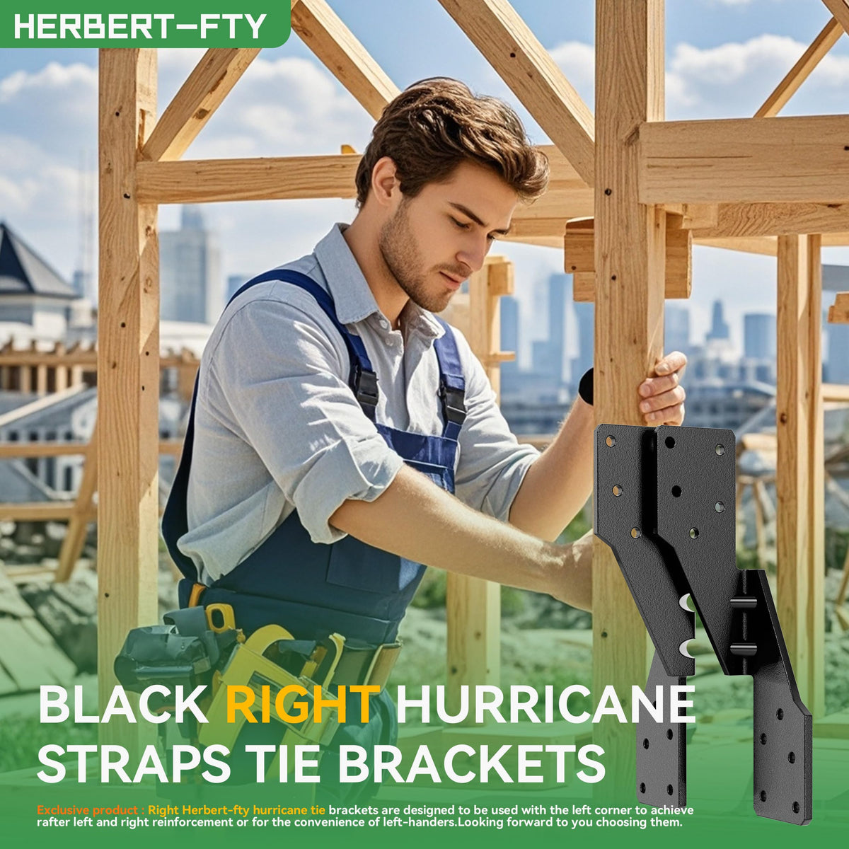 10 PCS Heavy Duty Black Hurricane Ties for Rafters,13 Gauge Thickness 2.2mm