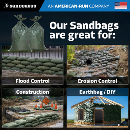 Sandbaggy Heavy-Duty Empty Sandbags, 14 × 26 in., Reusable UV-Resistant, 10-Pack