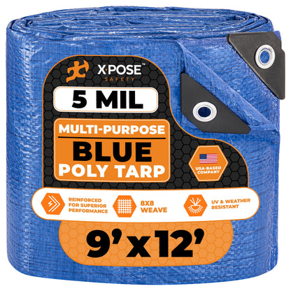 Better Blue Poly Tarp, 10 × 18 ft, 5 mil Polyethylene Protective Cover