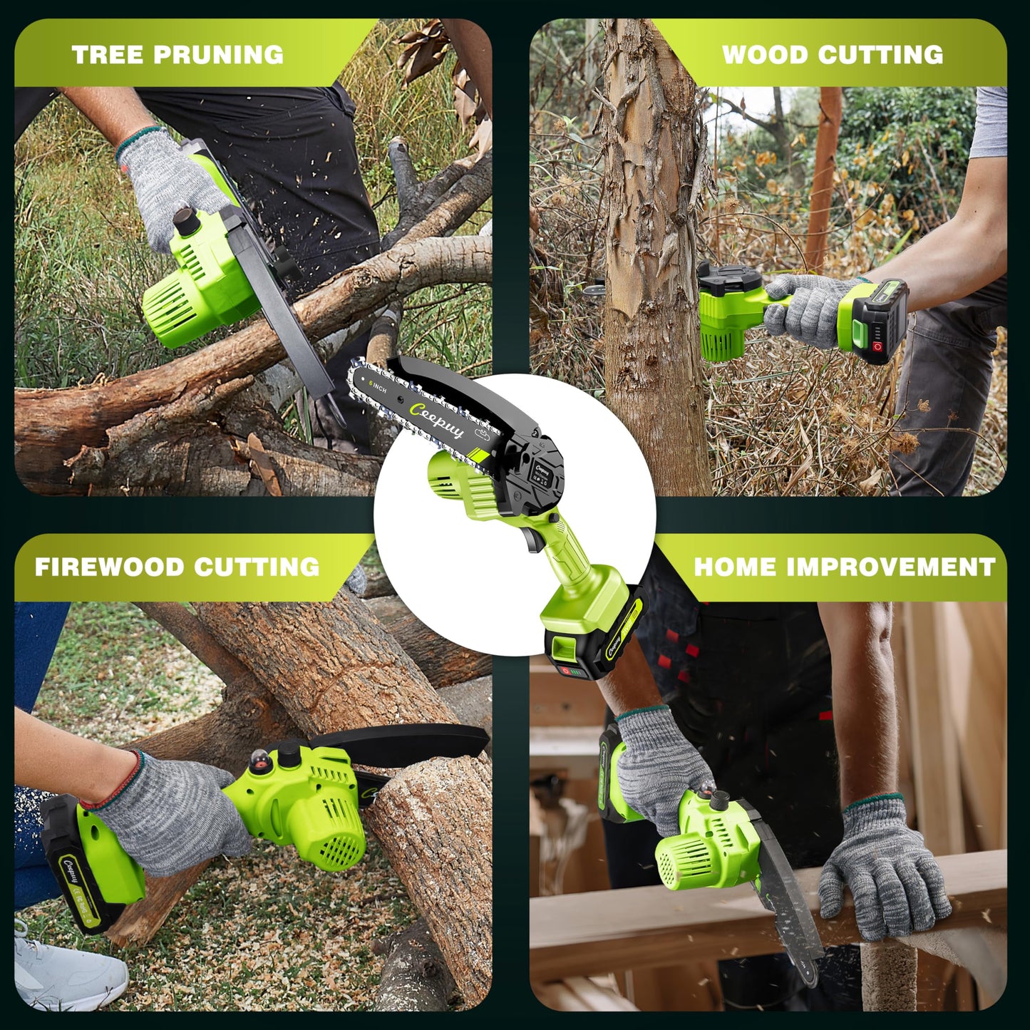 CEEPUY Mini Chainsaw Cordless,6 Inch Portable Electric Chainsaw with Automatic Oiler/Security Lock/Battery Powered Small Handheld Saw for Trees Branches Trimming,Wood Cutting, Gifts for Men Women
