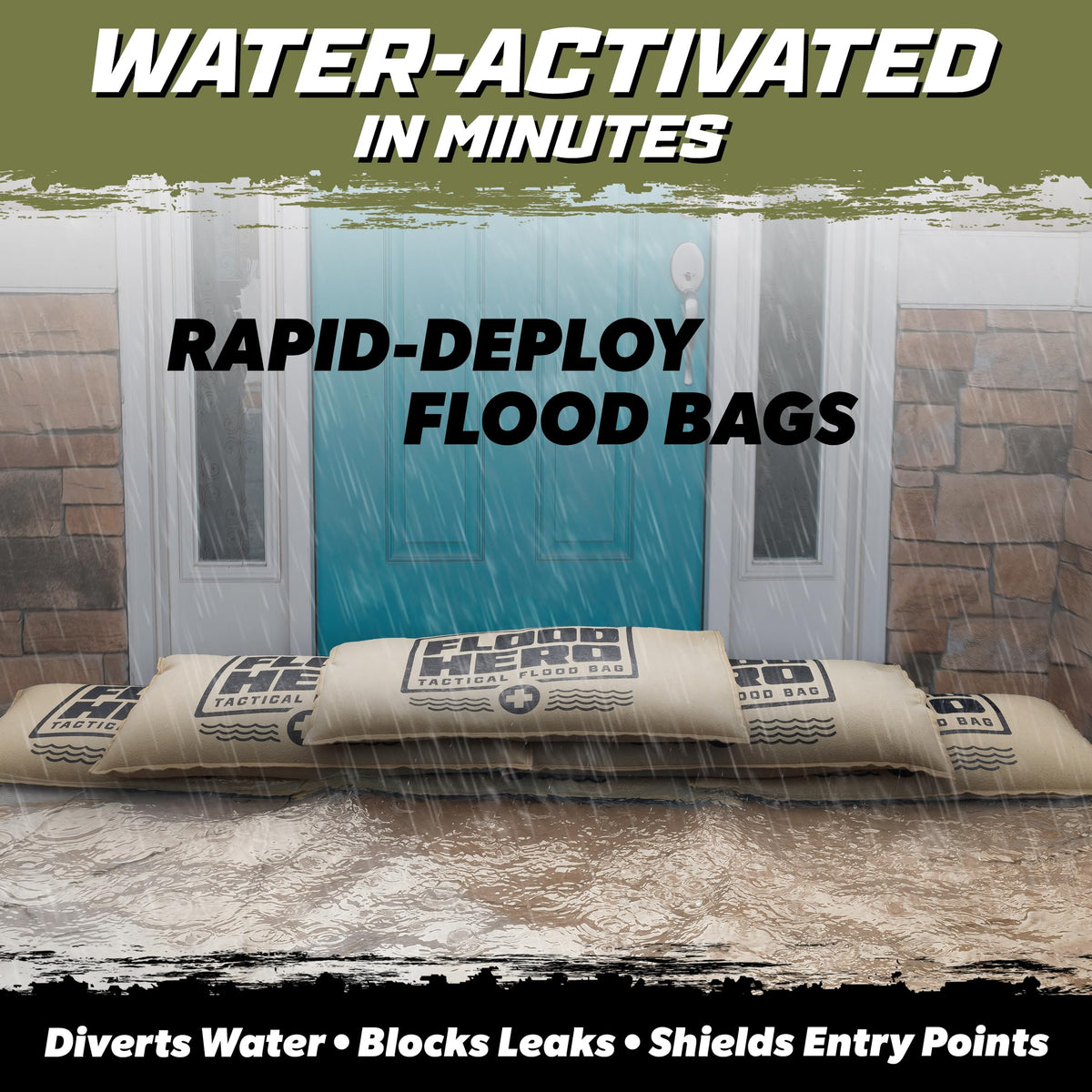 Flood Hero 6 ft Water Activated Sandbags - 2 Pack Flood Bag Barriers for Home