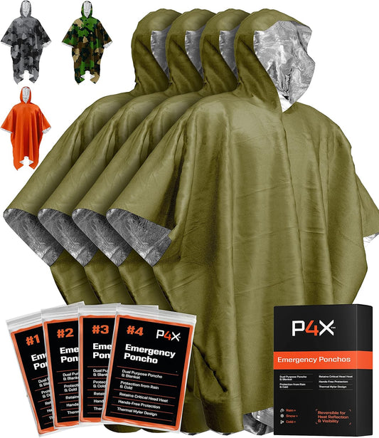 PREPARED4X Hooded Emergency Mylar Poncho