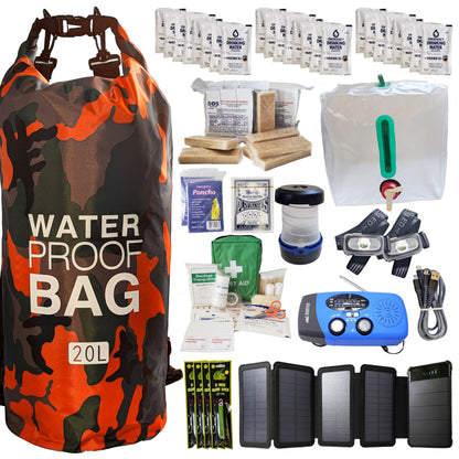 Pre-Packed Hurricane Kit - Comprehensive Hurricane Preparedness Items - Essential Hurricane Supplies - Complete Hurricane Supply List in a Waterproof Bag for 2 People