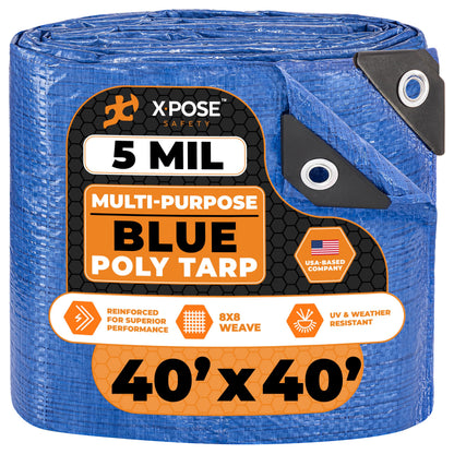 Better Blue Poly Tarp, 10 × 18 ft, 5 mil Polyethylene Protective Cover
