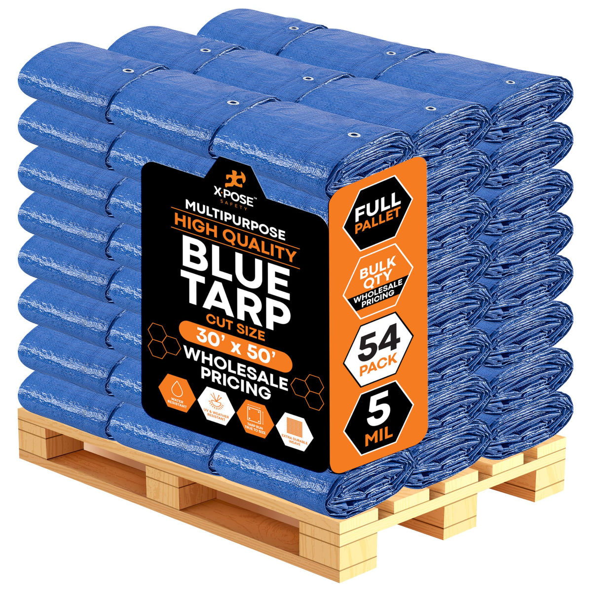 Better Blue Poly Tarp, 10 × 18 ft, 5 mil Polyethylene Protective Cover