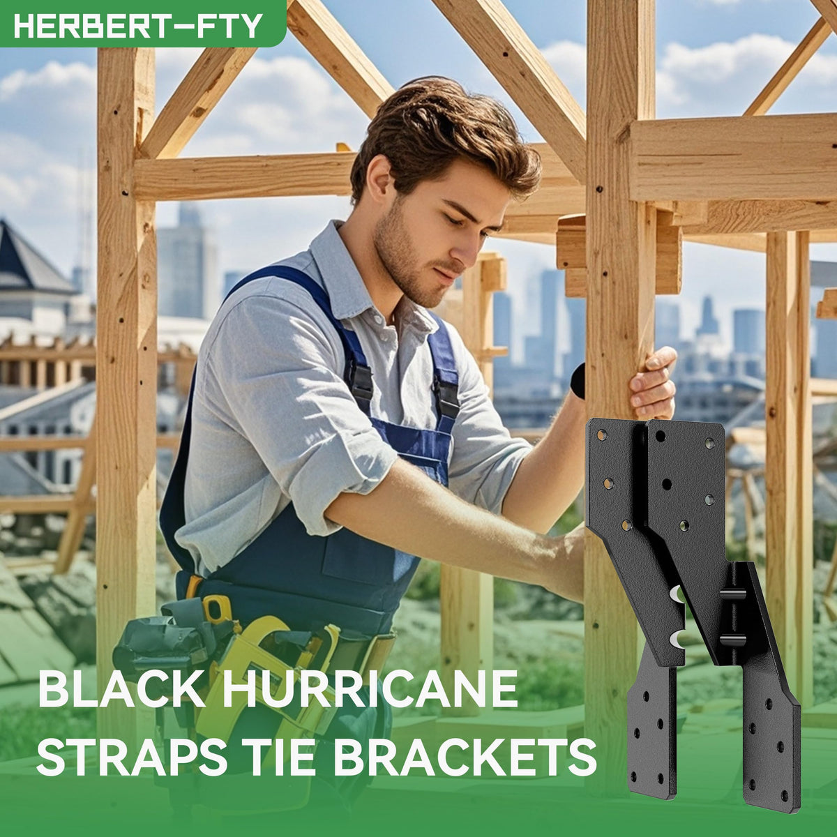 10 PCS Heavy Duty Black Hurricane Ties for Rafters,13 Gauge Thickness 2.2mm