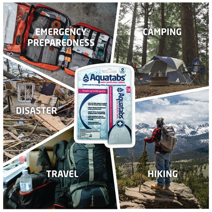 Aquatabs Water Purification Tablets (397mg, 100 Pack). Water Filtration System for Camping, Boating, Emergency Water, Survival Kit, and Marine. Easy-to-Use Water Purifier Treatment.