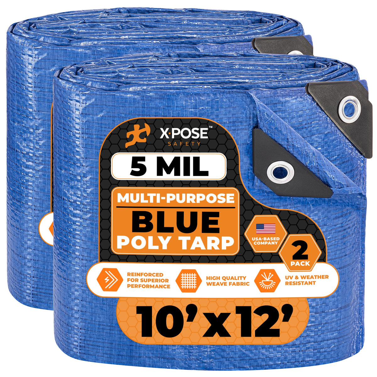 Better Blue Poly Tarp, 10 × 18 ft, 5 mil Polyethylene Protective Cover