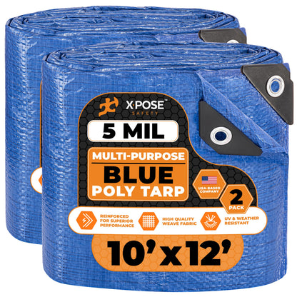 Better Blue Poly Tarp, 10 × 18 ft, 5 mil Polyethylene Protective Cover