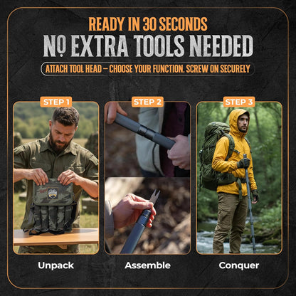 Prime Adventure 15-in-1 Collapsible Hiking Staff, 8 Tubes