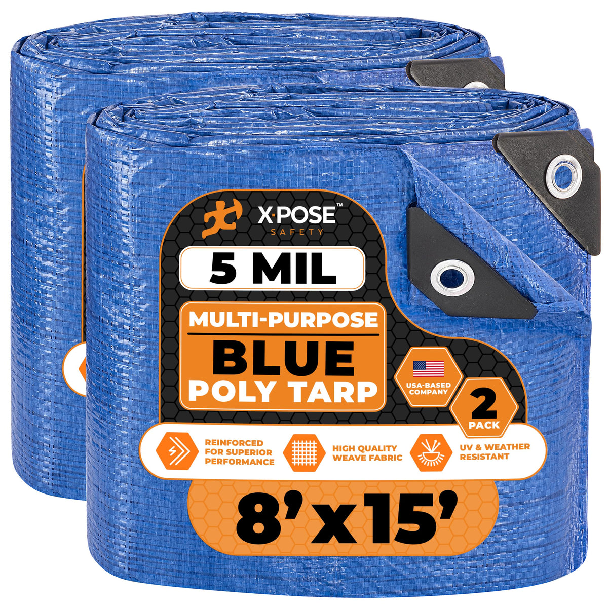 Better Blue Poly Tarp, 10 × 18 ft, 5 mil Polyethylene Protective Cover